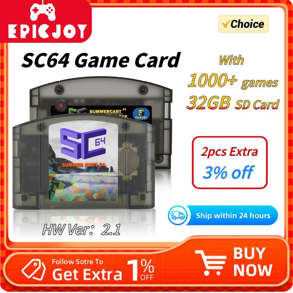 Epicjo-summercart 64ゲームカード,オープンソース,n64,64 mb,16gb sdカード,700以上のゲームと64ddゲームをサポート