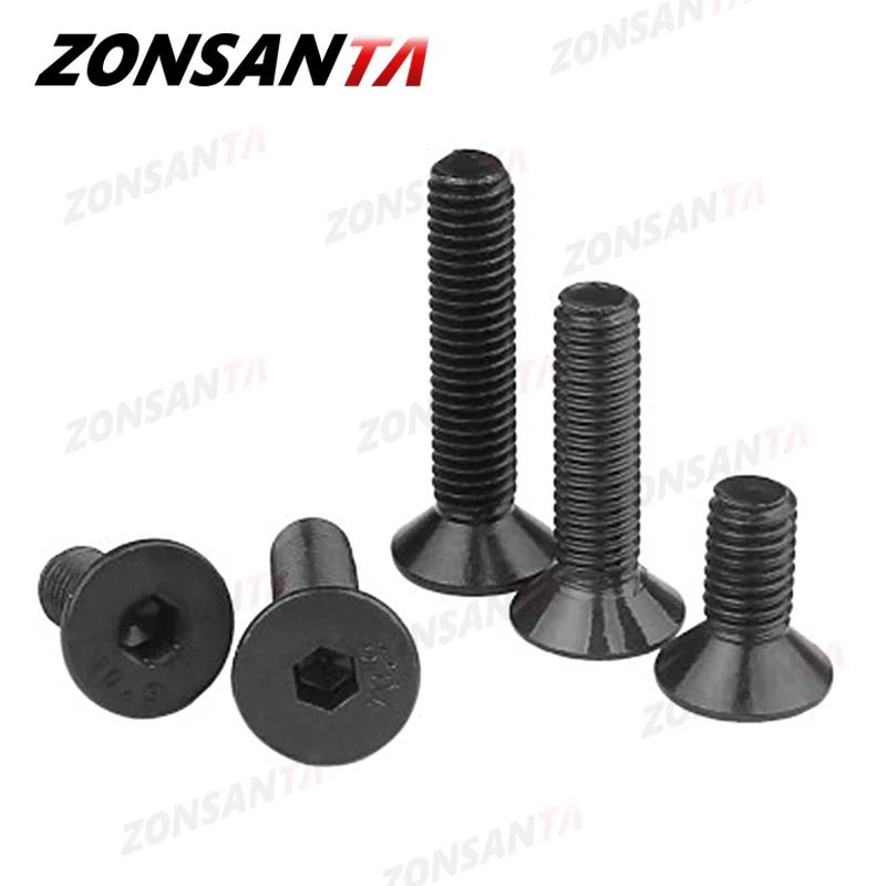 Zonsanta M2 M2.5 M3 M4 M5 M6 Din7991 炭素鋼ボルトdiy六角六角ソケット皿ネジ黒家具のねじ