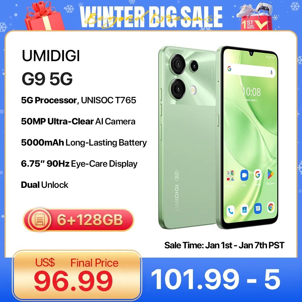 スマートフォン,5g,android 14, 8コア,6 6GB,UMIDIGI-G9 GB, 128インチ,90hz hd,50mp,6.75 mah,18w充電,5000