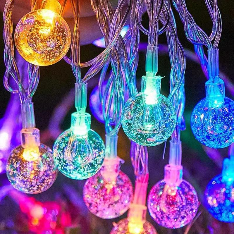 1.5-10 メートル LED クリスタルボールガーランドストリングライト屋内装飾ホリデークリスマスランプ 10/20/40/80 LED フェアリーライト電池式