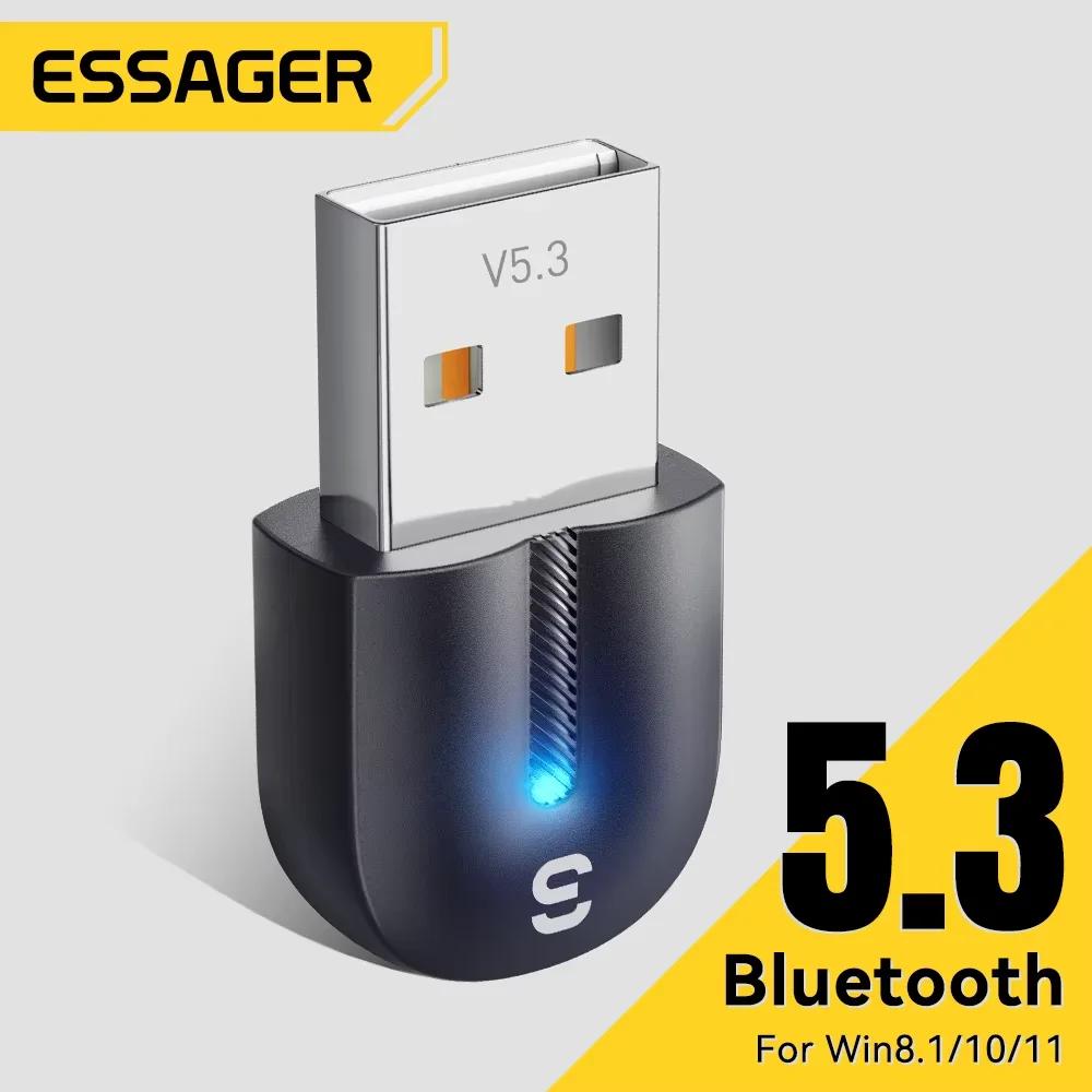 Essager-Bluetooth 5.3 USBアダプター,オーディオレシーバー,PCスピーカー用トランスミッター,ラップトップ,サウンドボックス,ワイヤレスマウス