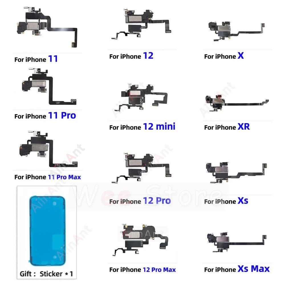 Aiinant-近接センサーサウンドイヤピーススピーカー、ステッカー付き電話パーツ、フレックスケーブル、電話パーツ、iPhone x、xs、11、12、pro、max、xr