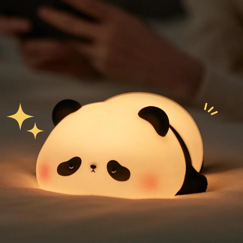 パンダ LED ナイトライトかわいいシリコーンナイトライト USB 充電式タッチナイトランプ寝室のタイミングランプ装飾子供のギフト