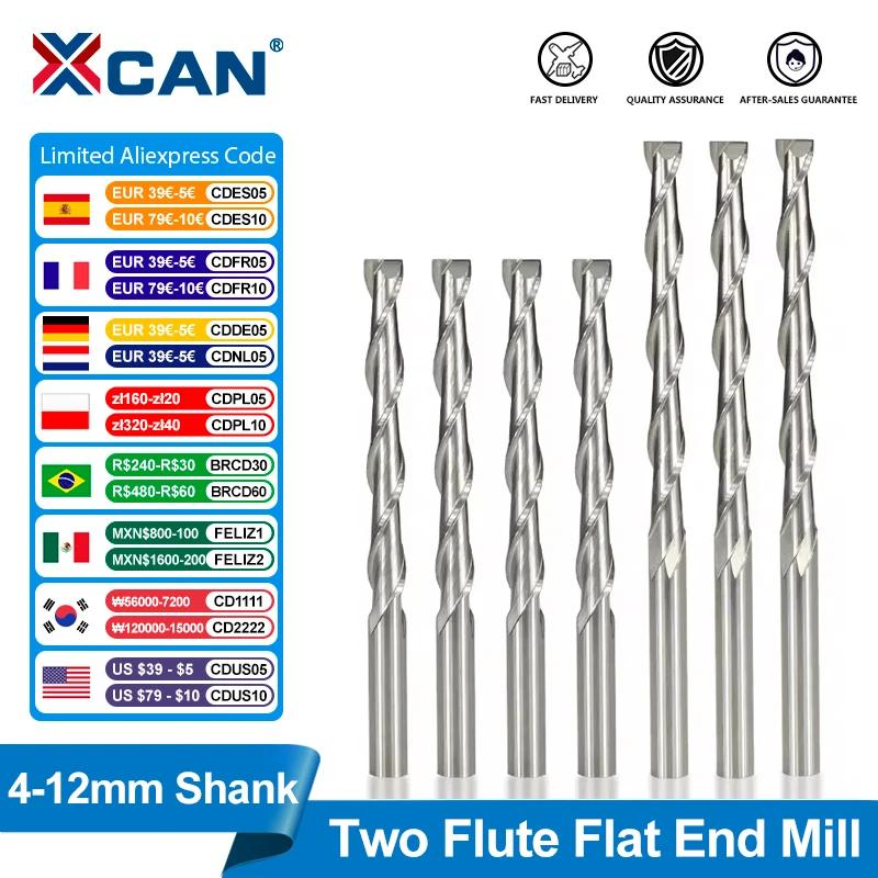 Xcan-スパイラルフライスカッター,CNCルータービット,木の彫刻ビット,超硬エンドミル,PVC mdf木材,6mmシャンク,2本のフルート