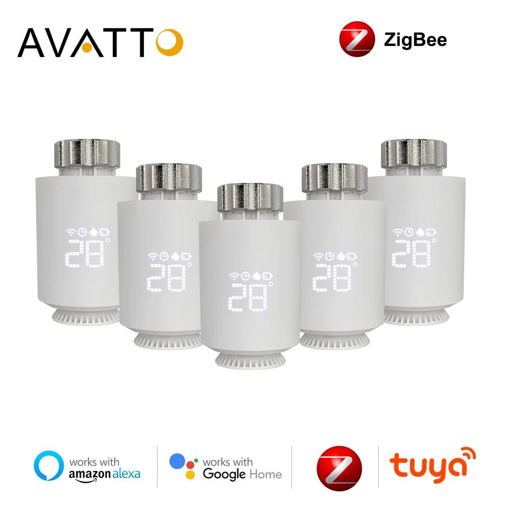 Avatto tuya zigbee3.0 trvラジエーターアクチュエーターバルブスマートプログラマブルサーモスタット温度コントローラーサポートalexa google home