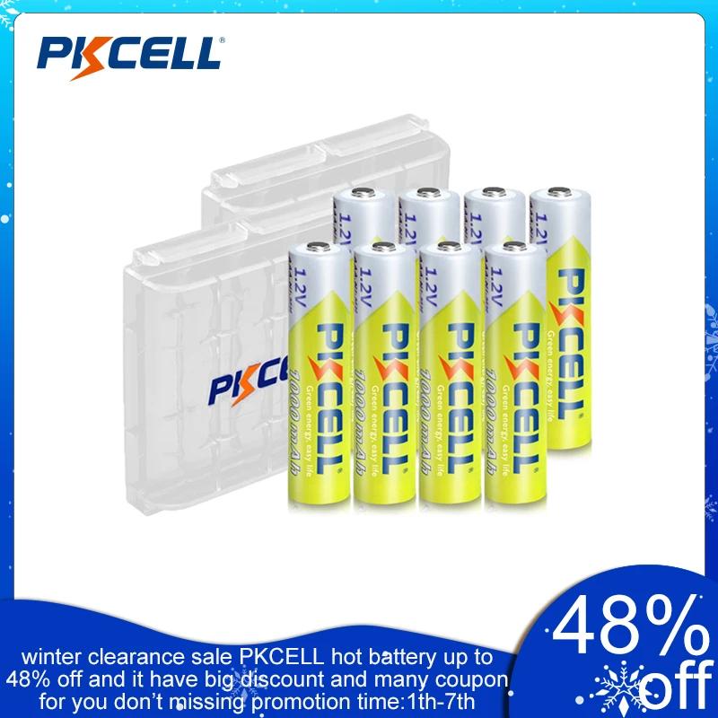 Pkcell-充電式バッテリー,aaa,1.2v,1000mah,ni-mh,aaa,2個のバッテリーボックス,時計,おもちゃ,懐中電灯,8個