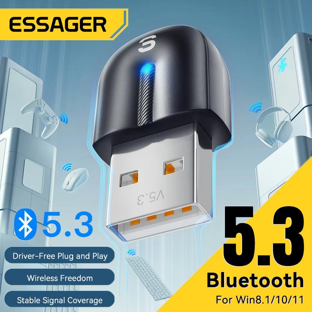 Essager-Bluetooth 5.3 usbアダプター,PC,ラップトップ,スピーカー,オーディオレシーバー,ワイヤレスマウス,キーボードトランスミッター