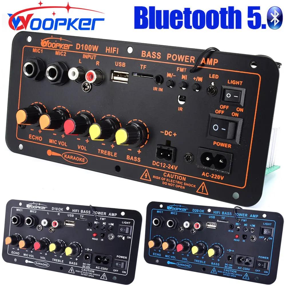 Wopker-オーディオアンプモジュール,デュアルマイク,Bluetooth,300W,d100サブウーファー,12v 24v 220v,メディアプレーヤー