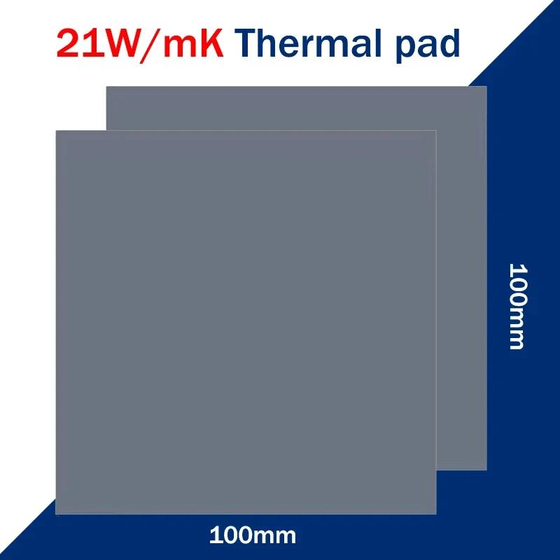 Gpu cpuサーマルパッド、ヒートシンク冷却、導電性シリコン、高品質、80x40、100x100mm、21w、mk