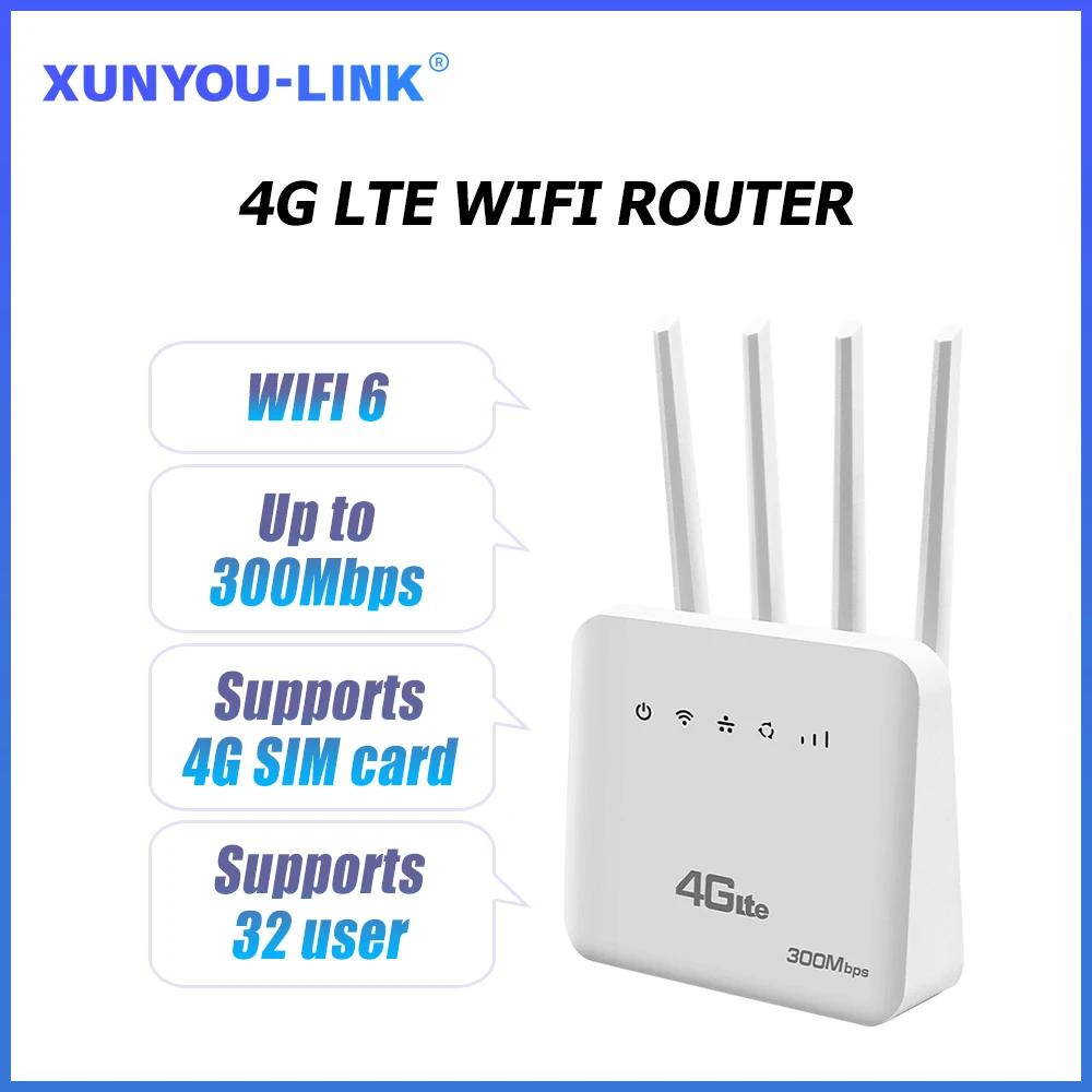 LTE-ヨーロッパ用wifiルーター,モデム,4g SIMカード,300mbps,4つの外部アンテナ,ブースター,電源信号,モバイル