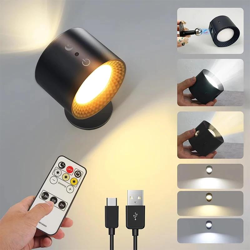 Led ダブルヘッド壁ランプタッチコントロールリモート 360 回転可能な USB 充電ワイヤレスポータブルナイトライト寝室用読書ランプ