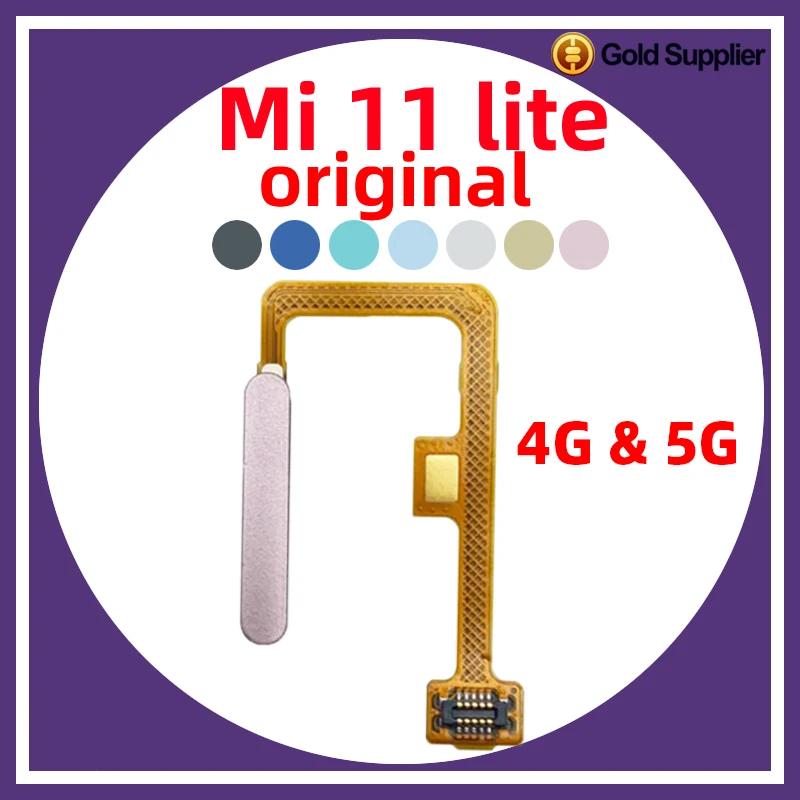 Xiaomi Mi 11 lite用のオリジナルの指紋センサー,ホームリターン,メニュー,電源ボタン,フレックスリボンケーブル,黒,ピンク,青,5g, 4g