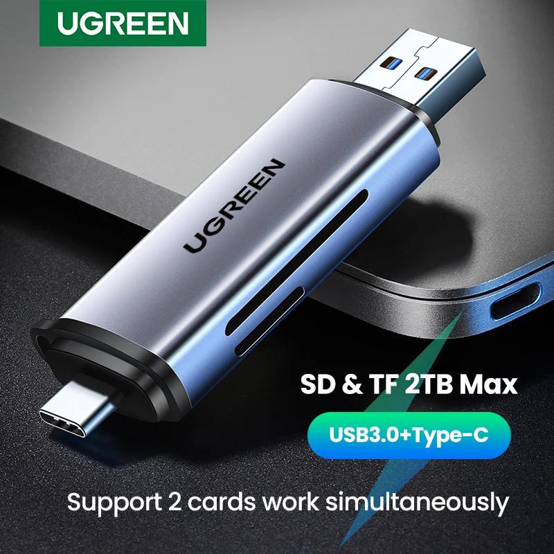 UgreenカードリーダーUSB3.0 & usb cにsd microsd tfサンダーボルト3 pcのラップトップアクセサリースマートメモリカードリーダーsdカードアダプタ