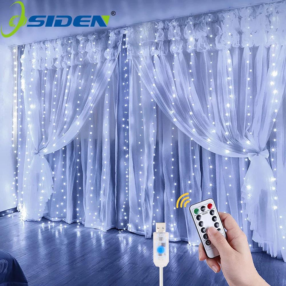 LED カーテンガーランドライト 8 モード USB 電源リモコン防水フェアリーライトお祝い照明結婚式クリスマス装飾