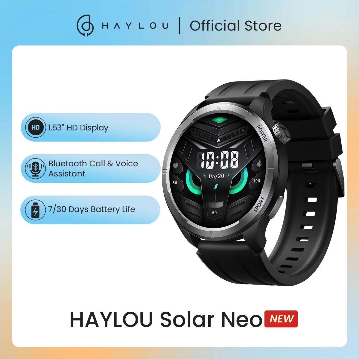 Haylou-男性と女性のためのネオソーラースマートウォッチ,Bluetooth通話,24時間のヘルスモニタリング,1.53インチのHDディスプレイ