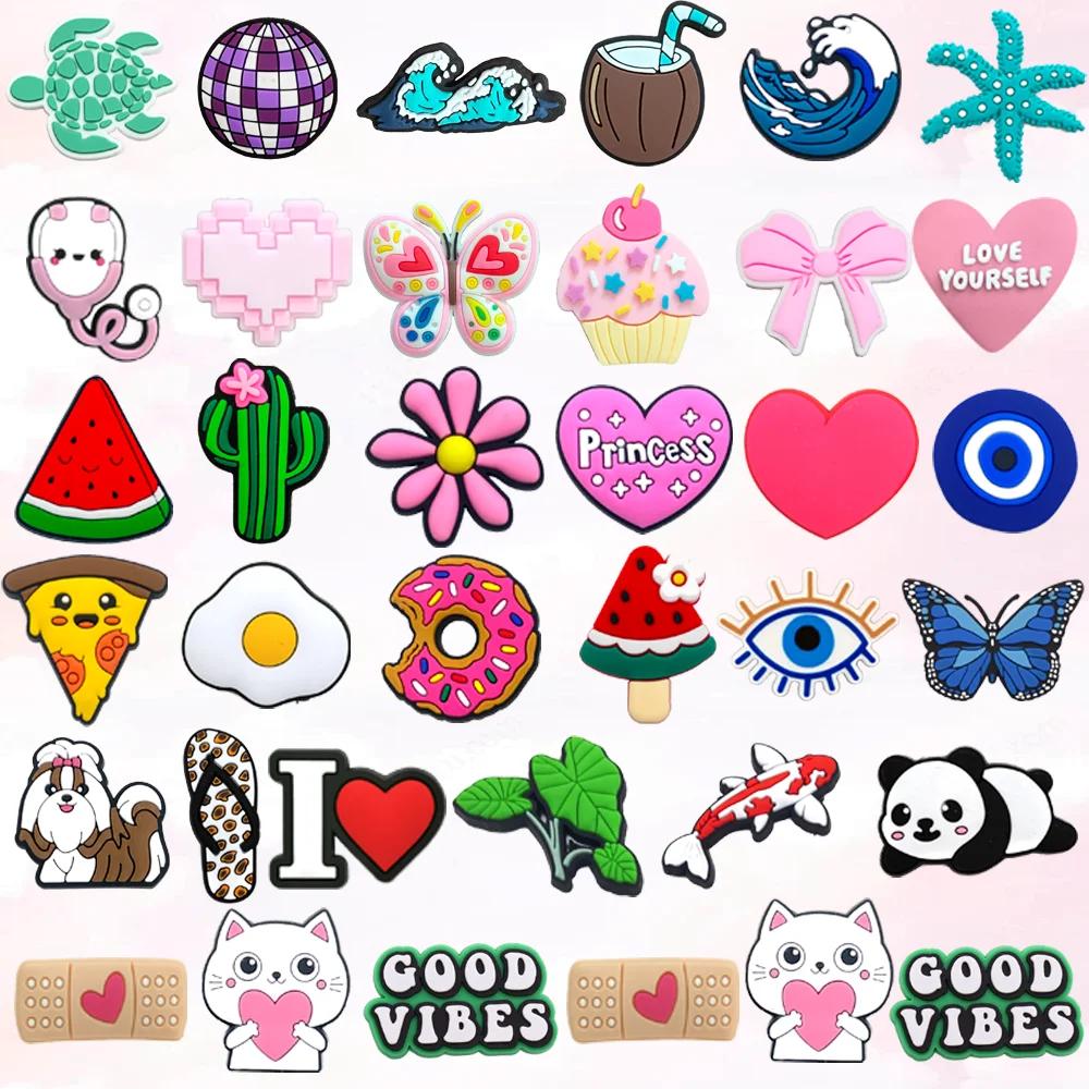 1 個 PVC ピンクハート靴チャームかわいい動物靴の装飾ピン女性女の子サンダルバックルアクセサリーギフト