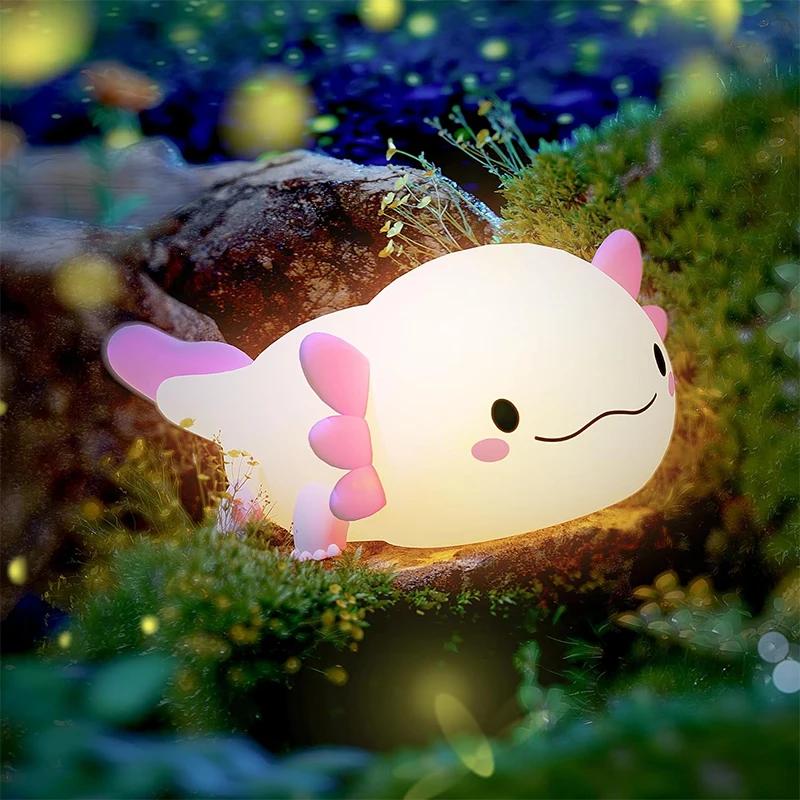 かわいいアホロートルナイトライトシリコーン保育園睡眠ランプタッチコントロール常夜灯 USB 充電式テーブルランプ赤ちゃん子供用