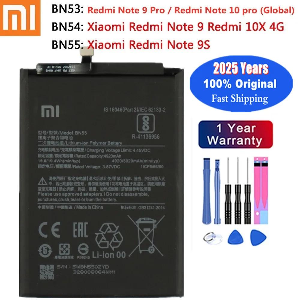 Xiaomi Redmi,bn53,bn54,bn55,10x,4g,note 9 pro,5g,note 9s,note 10 pro,2022, 100% 用のオリジナルの電話バッテリー