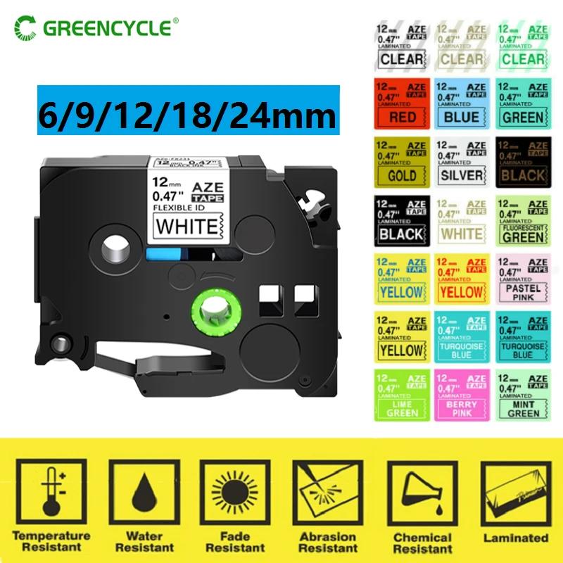 Greencycle-ラベルテープ用互換、p-touchラベルメーカー、tz、ツィー131、231、431、531、631、731、6ミリメートル、9ミリメートル、12ミリメートル、1pc