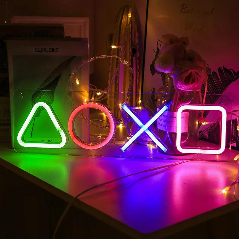 ネオンサインカスタムゲームアイコンライト壁掛け雰囲気プレイステーションランプ LED カラフルな照明ルームバークラブプレーヤーの装飾