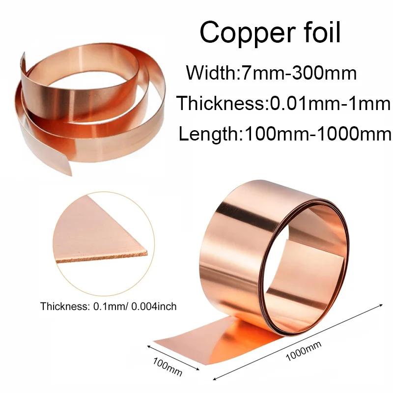 銅箔ロール,99.9% 純粋な銅,cu金属シート,長さ: 100-1000mm, 0.01-1mm x 7mm-300mm, 1個