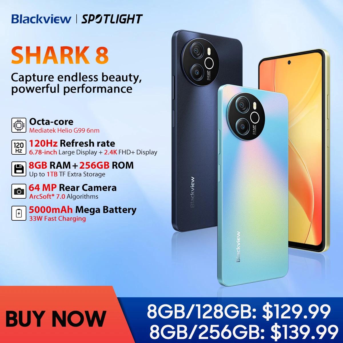 Blackview SHARK 8 スマートフォン Android13 G99 携帯電話 6.78 インチ 120Hz 2.4K ディスプレイ 8GB+8GB RAM、128GB/256GB ROM 64MP カメラ携帯電話