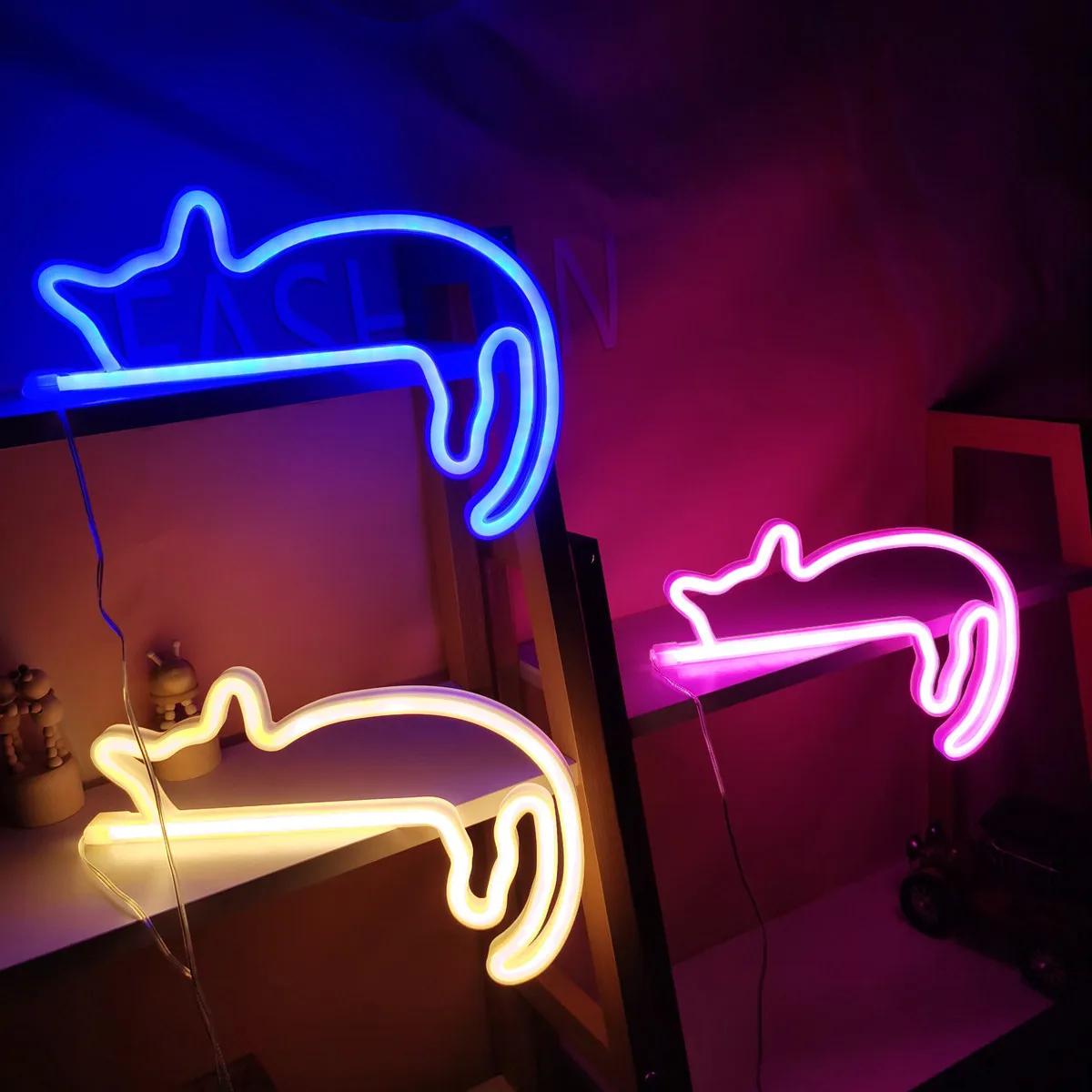 猫ネオンサイン 壁装飾用 LEDライトアップサイン装飾 ペットストア アニマルクラブ USB 部屋の壁 ホームパーティー 誕生日ギフト用