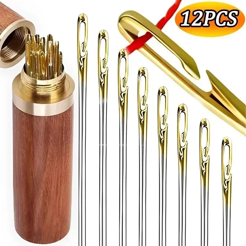 12 個サイド穴ブラインド針縫製ステンレス鋼高齢者針縫製家庭用 DIY ジュエリービーズ糸通し針