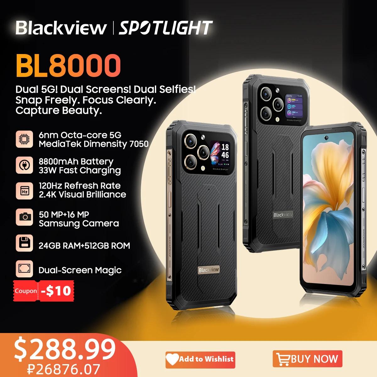 頑丈なスマートフォンBlackview-BL8000,5g,6.78インチ,FHD,2.4K,120Hzディスプレイ,24GB, 512GB, 50MP, 8800mAh, 33w,ワールドプレミア