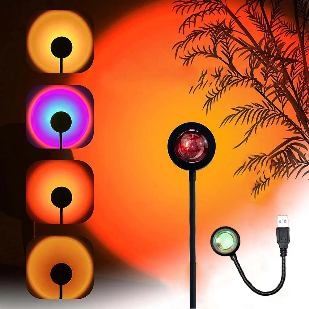 USB LED サンセットランプ雰囲気ナイトライトプロジェクター写真撮影壁アンビエンスランプフェスティバルギフトライト寝室の装飾ランプ