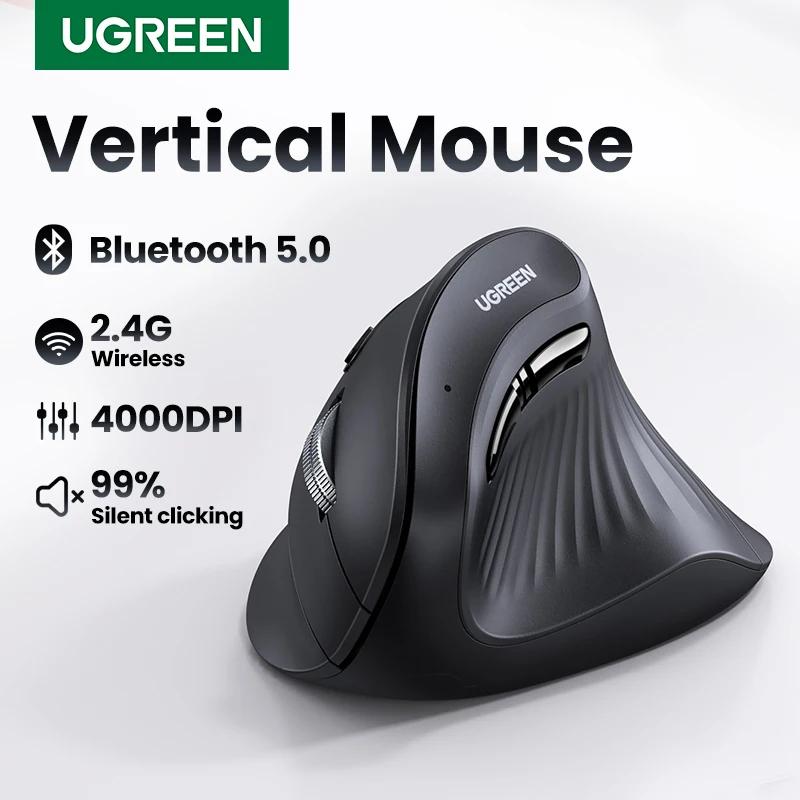 Ugreen-ワイヤレス縦型マウス,Bluetooth 5.0, 2.4g,人間工学に基づいた4000dpi,6つのサイレントボタン,ノートブック,コンピューター,PC用