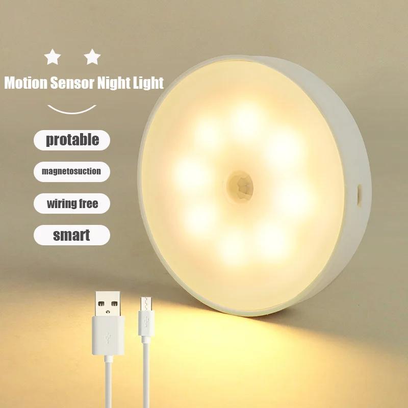 LED モーションセンサーライトワイヤレスナイトライトアンダーキャビネットライトクローゼットランプスマート壁掛けボディ誘導ランプ家の装飾