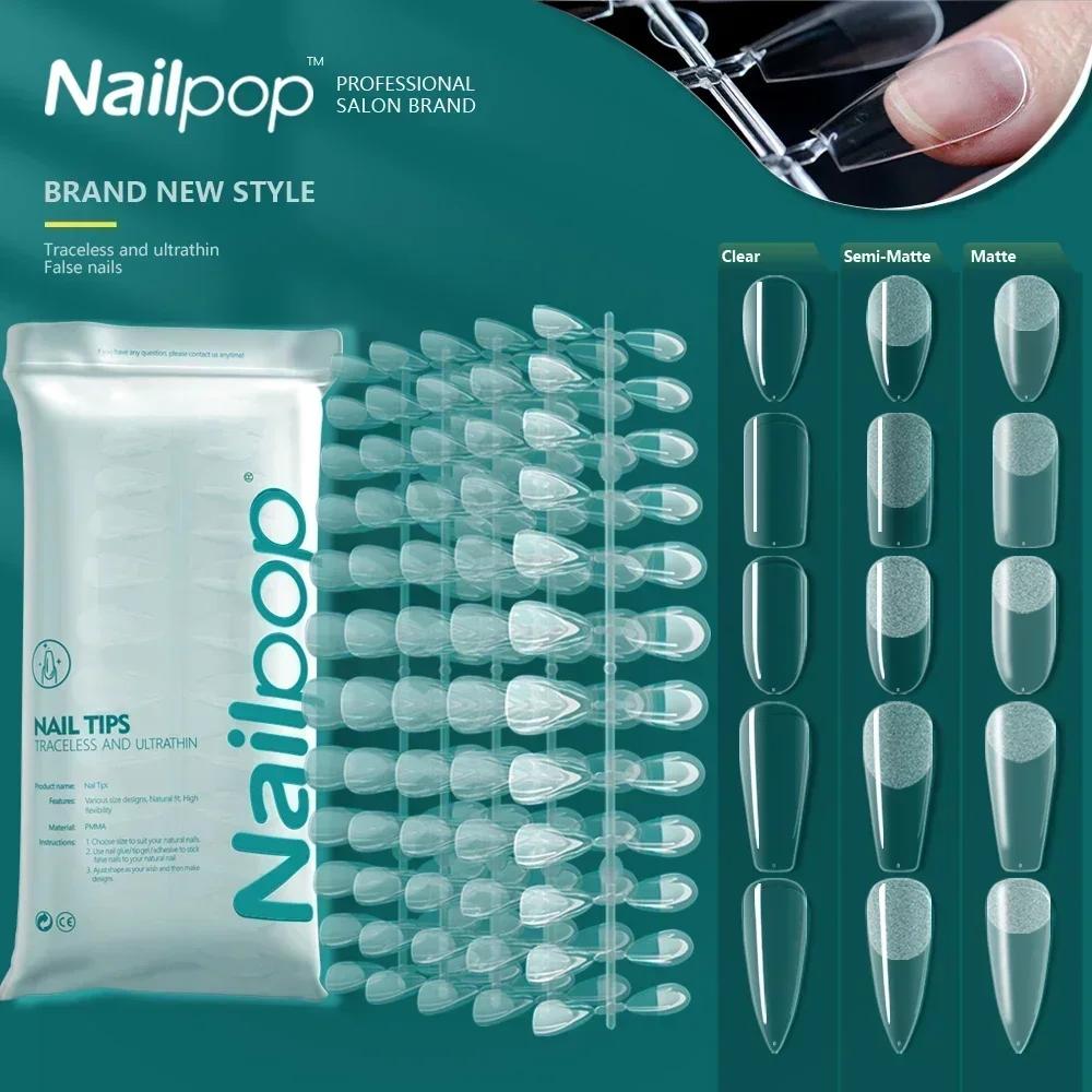 Nailpop-拡張システム、偽のネイル、フルカバー、バレリーンシャイン、ソフトジェル、120個用のアメリカのカプセルつけ爪