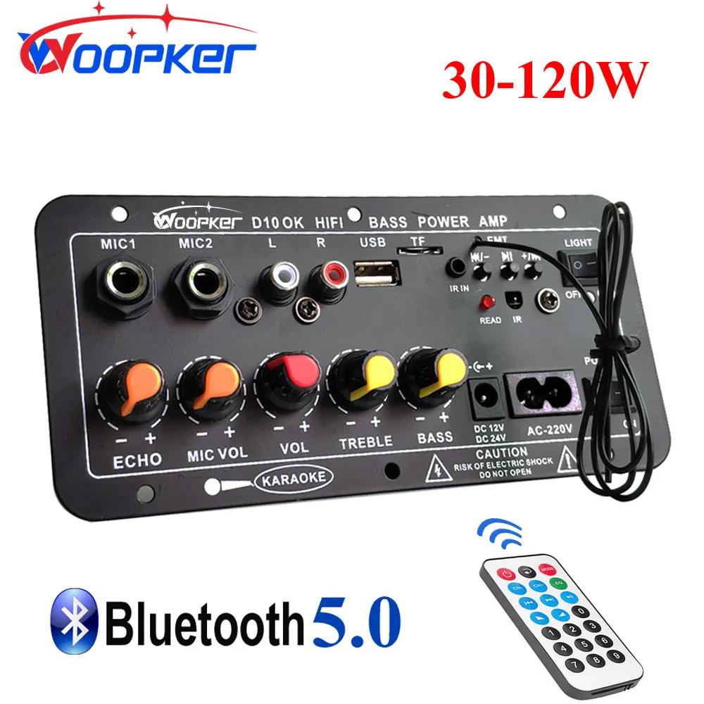 Wopker-オーディオアンプパネル,デュアルマイク付きBluetoothアンプ,4オームスピーカー用,12v,24v,120 v,110v,30-220 w