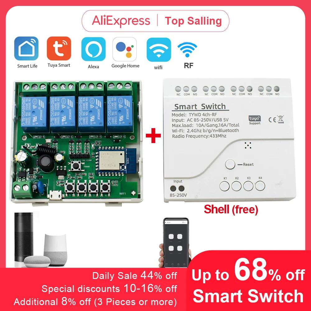 Tuya-Wi-Fi付きスマートモーターモジュール,5v,12v,24v,32v,220v,rf 433,ラジオリモコン,4チャンネル,alexa,Google Home用リレー