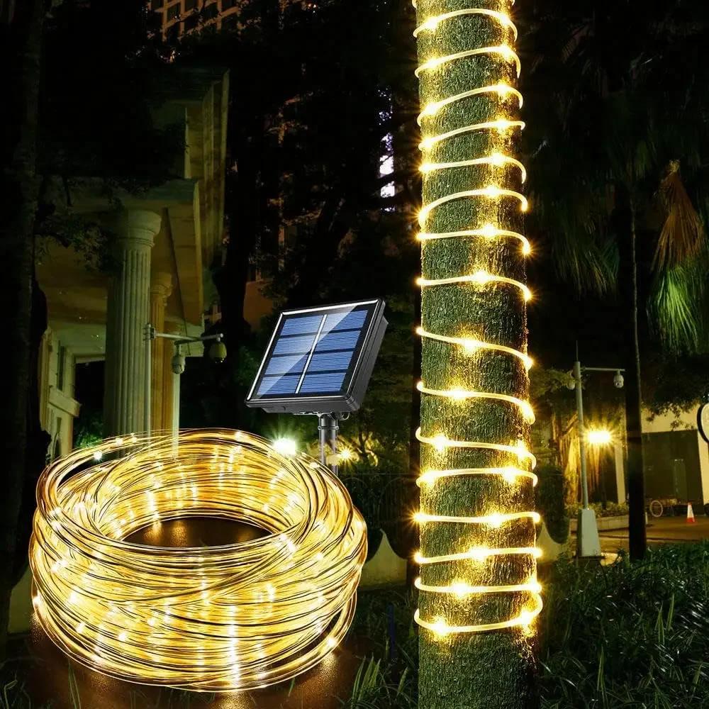 300LED ソーラーロープストリップライト屋外防水フェアリーライトストリングクリスマス装飾庭の芝生木庭フェンス経路